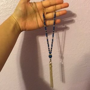 Long beaded tassel necklace